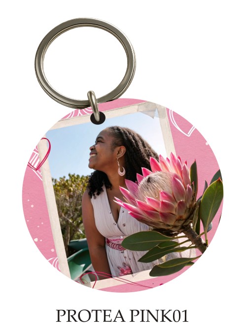 Protea Pink KeyPix keyring