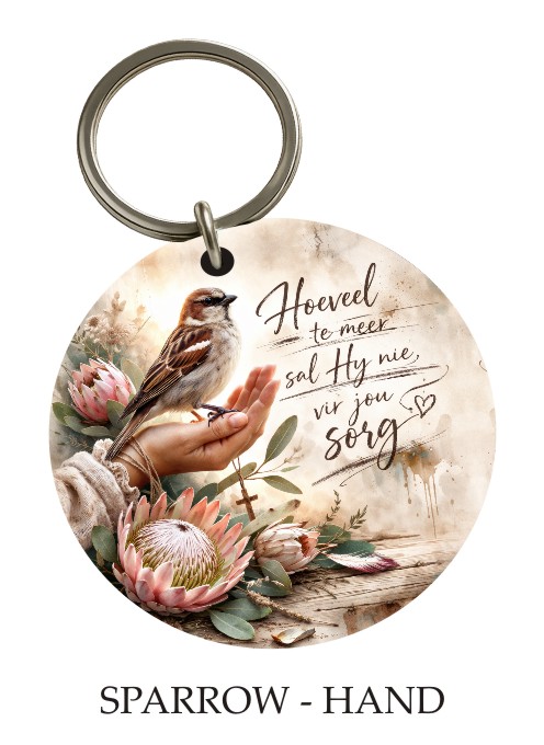 Sparrow & Hand KeyPix keyring