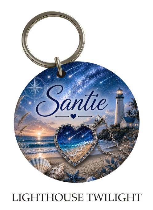 Lighthouse Twilight KeyPix keyring
