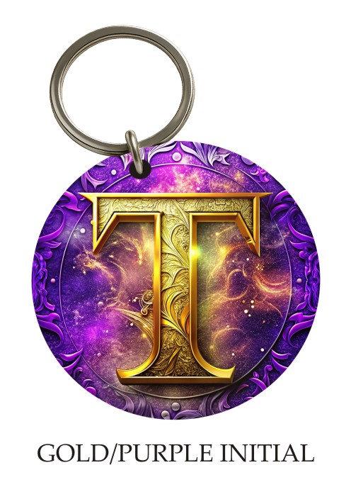 Gold & Purple Initial KeyPix keyring