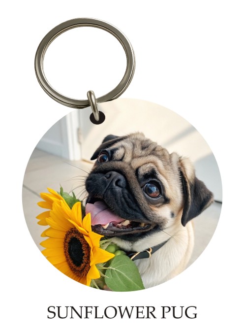 Sunflower Pug KeyPix keyring