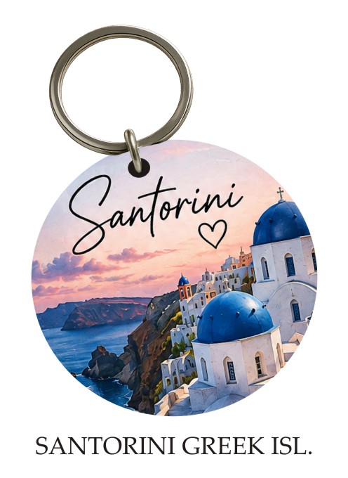 Santorini — Greek Islands KeyPix keyring