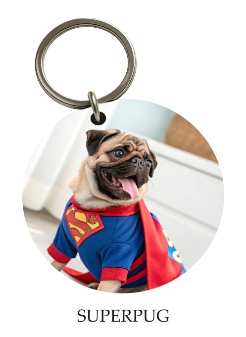 Super Pug KeyPix keyring