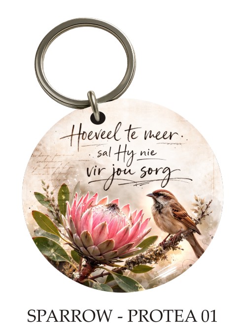 Sparrow & Protea KeyPix keyring