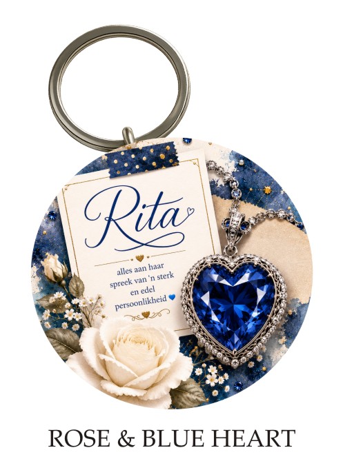 Rose & Blue Heart KeyPix keyring